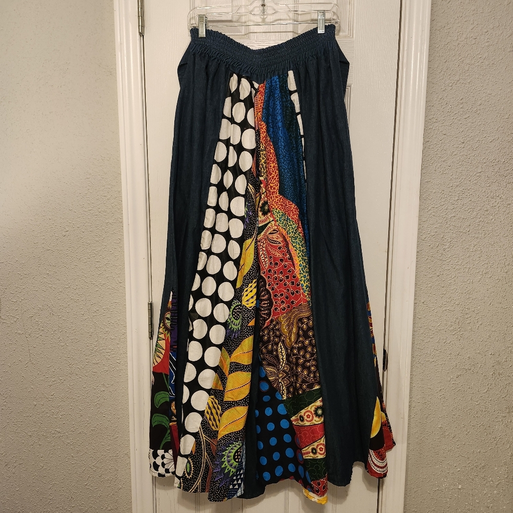 NWT Kara Chic Full Circle Patchwork Denim Skirt by NF